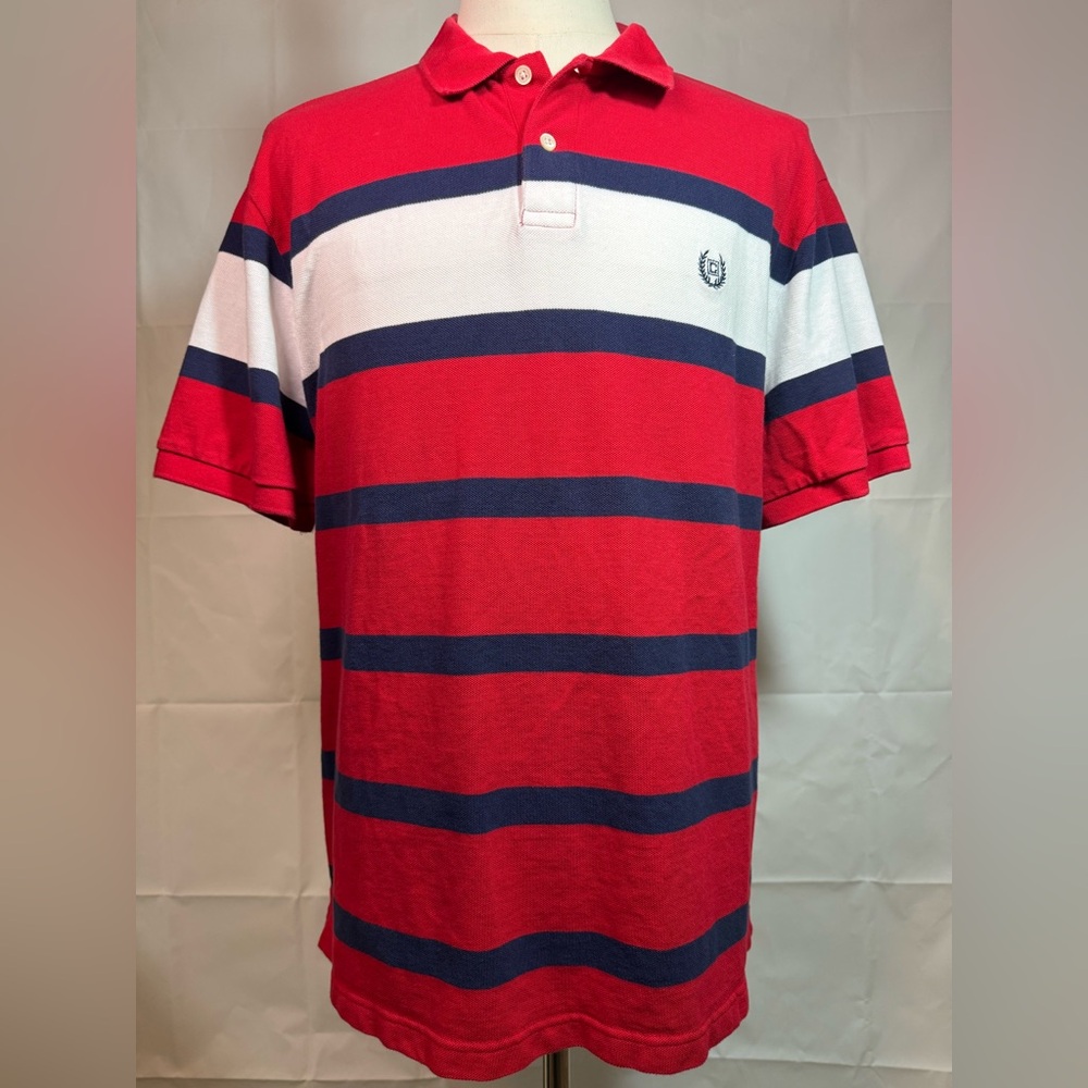 Chaps Polo‎ Shirt Red And Navy Stripes